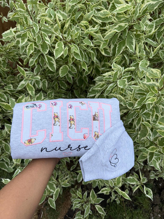 CICU Nurse Embroidered Crewneck +Hoodie