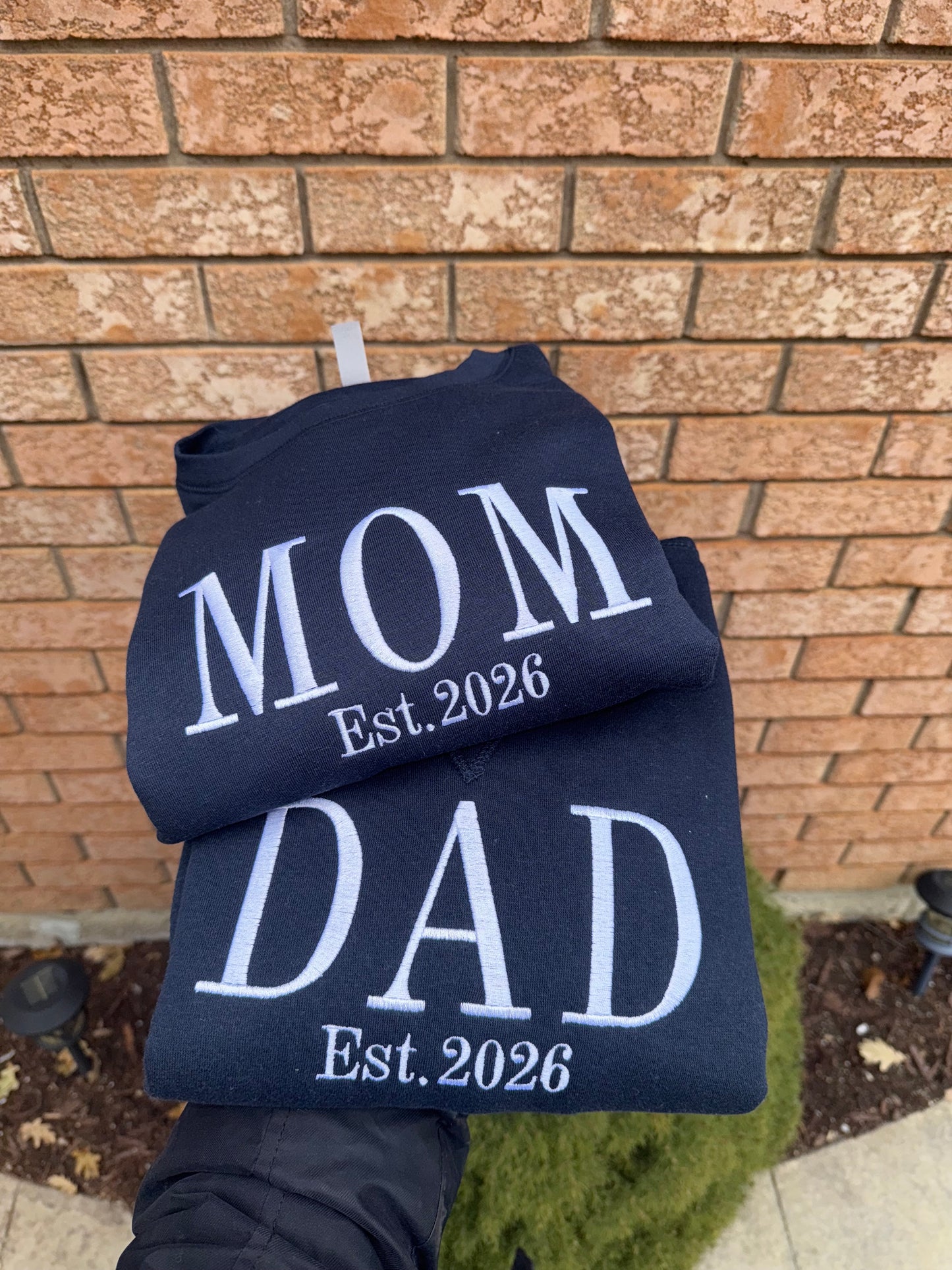 Matching MOM & DAD Embroidered Sweatshirts – Est. Year Personalized Couples Hoodie