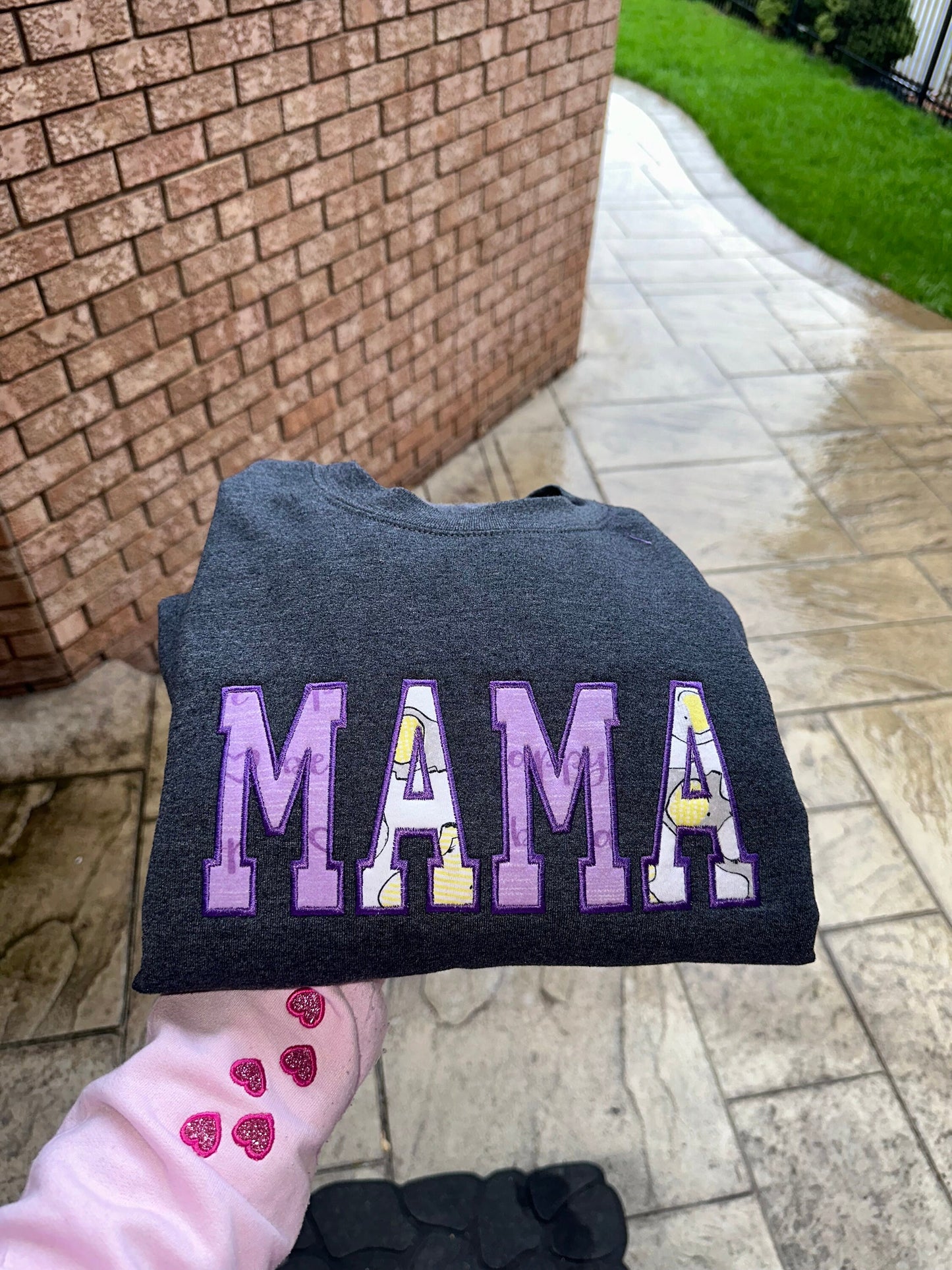 Custom Mama Portrait Sweatshirt – Personalized Embroidered Gift from Baby Onesie