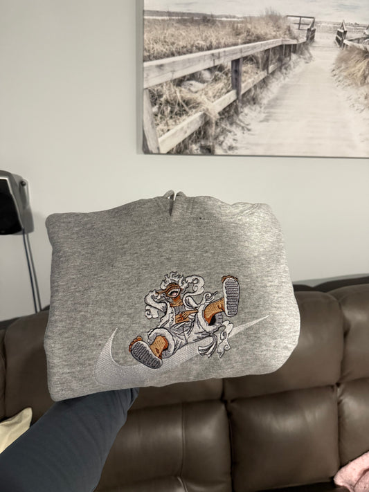 Luffy Custom Embroidered Hoodie 
– Size large (Only One Available!)