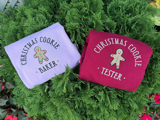 Christmas Cookie Baker & Tester Embroidered Crewneck & Hoodie – Matching Holiday Sweatshirts