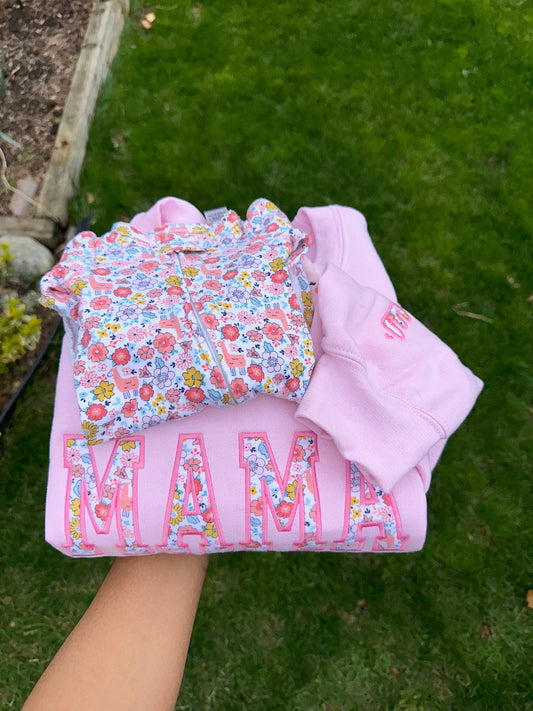 Custom Mama Portrait Sweatshirt – Personalized Embroidered Gift from Baby Onesie