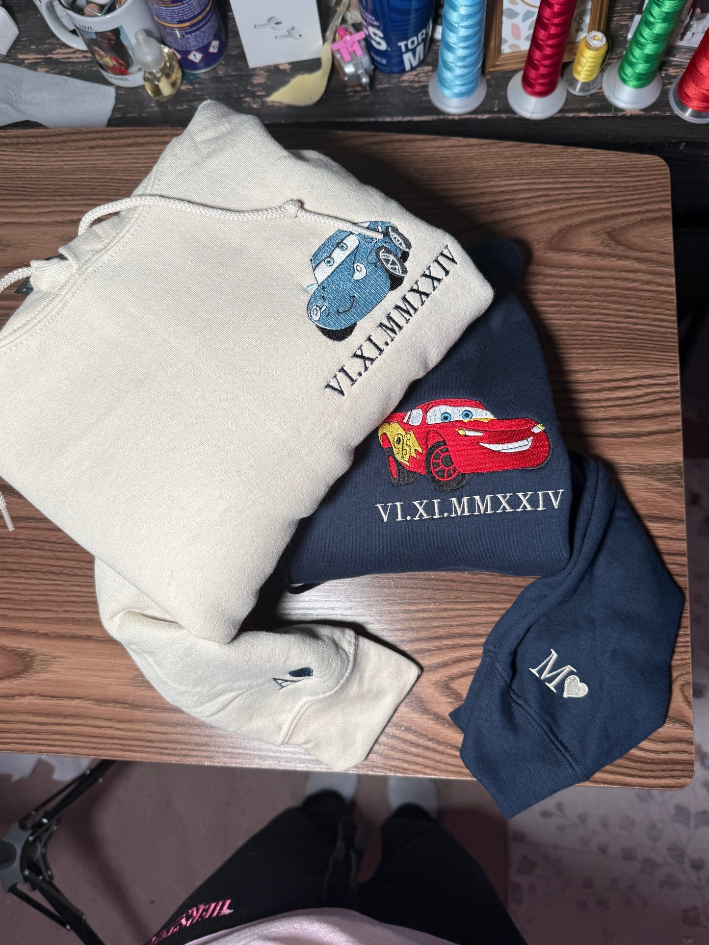 Custom Car Embroidered Sweatshirt & Hoodie – Personalized Roman Numeral Design