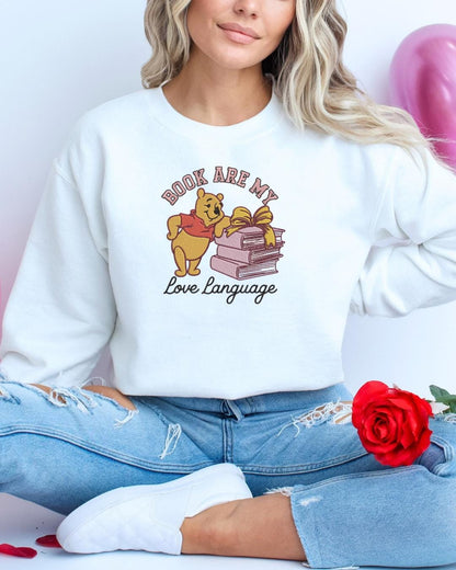Books Are My Love Language Shirt – Valentine Embroidered Book Lover Apparel