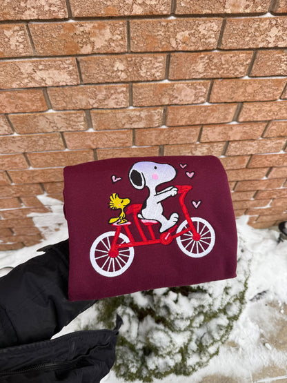 Valentine Bicycle Embroidered Sweatshirt, Hoodie & T-Shirt