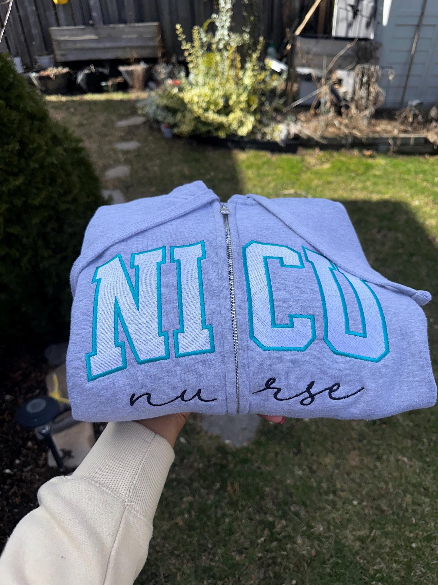 NICU Nurse Embroidered Zip-Up Hoodie – Personalized Nursing Sweatshirt