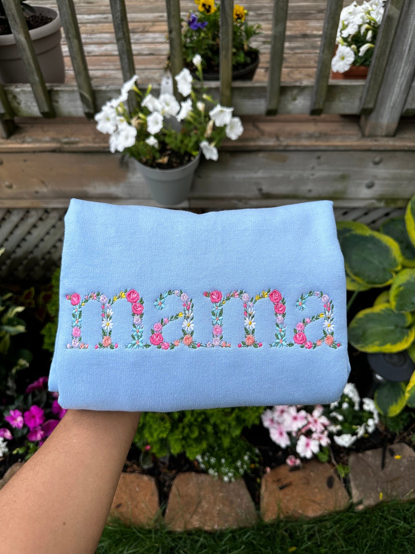 Floral Mama Embroidered Sweatshirt | Custom Mom Crewneck with Sleeve Name | Personalized Mother’s Day Gift (Copy)