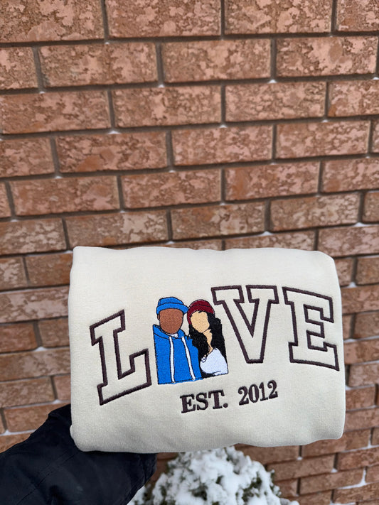 Custom LOVE Portrait Sweatshirt – Personalized Photo Letter O Design