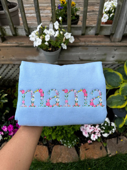 Floral Mama Embroidered Sweatshirt | Custom Mom Crewneck with Sleeve Name | Personalized Mother’s Day Gift (Copy)