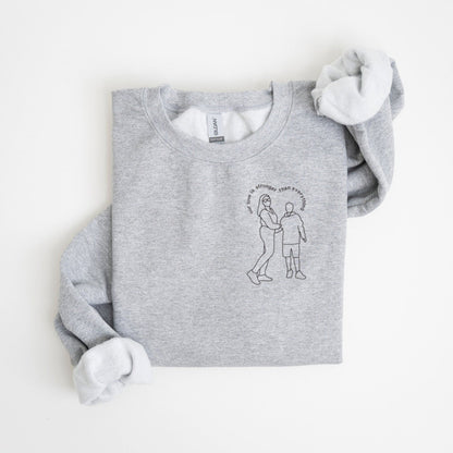 Custom Outline Portrait Embroidered Sweatshirt | Personalized Photo Line Art Crewneck