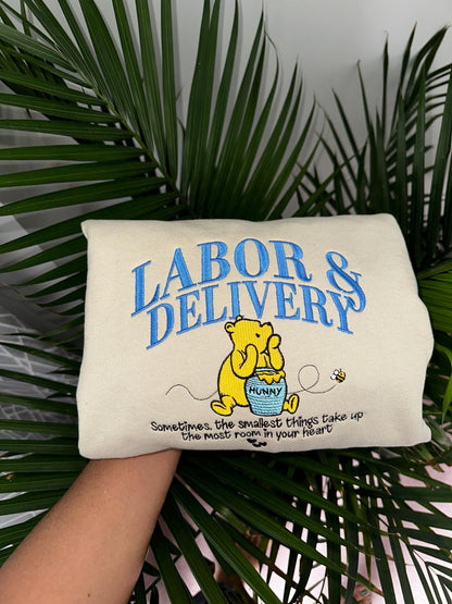 Labor & Delivery Embroidered Crewneck – Baby Bear