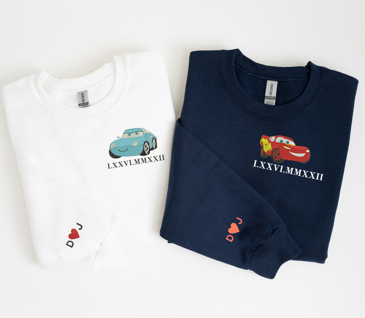 Custom Car Embroidered Sweatshirt & Hoodie – Personalized Roman Numeral Design