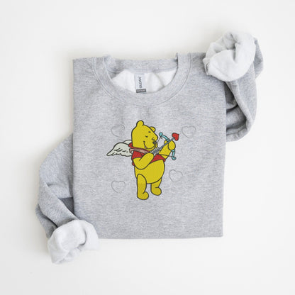 Cupid Bear Heart Arrow Embroidered Sweatshirt, Hoodie & T-Shirt