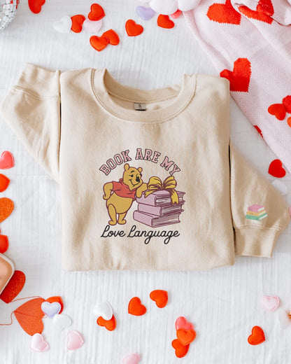 Books Are My Love Language Shirt – Valentine Embroidered Book Lover Apparel