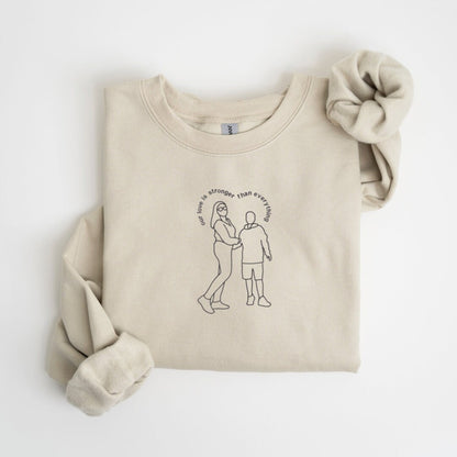 Custom Outline Portrait Embroidered Sweatshirt | Personalized Photo Line Art Crewneck