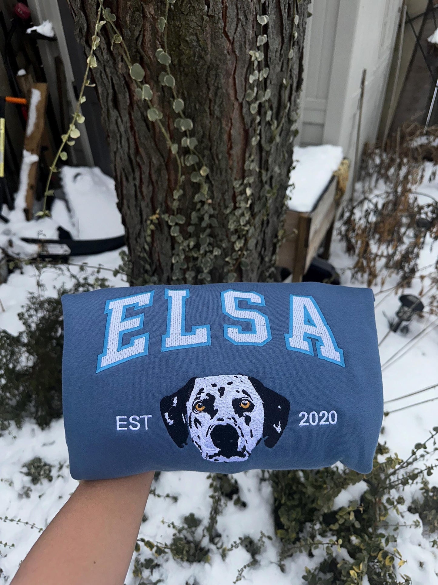 Varsity Custom Embroidered Dog Sweatshirt ,Custom Dog Sweater | Embroider Sweater,Varsity Style, College Sweater, Gift for Dog Lover