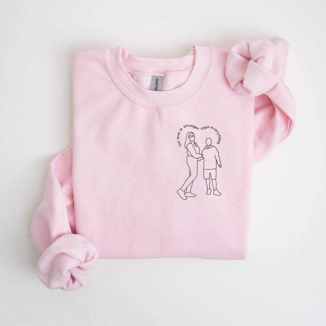 Custom Outline Portrait Embroidered Sweatshirt | Personalized Photo Line Art Crewneck