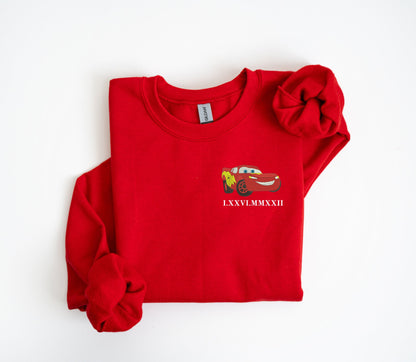 Custom Car Embroidered Sweatshirt & Hoodie – Personalized Roman Numeral Design