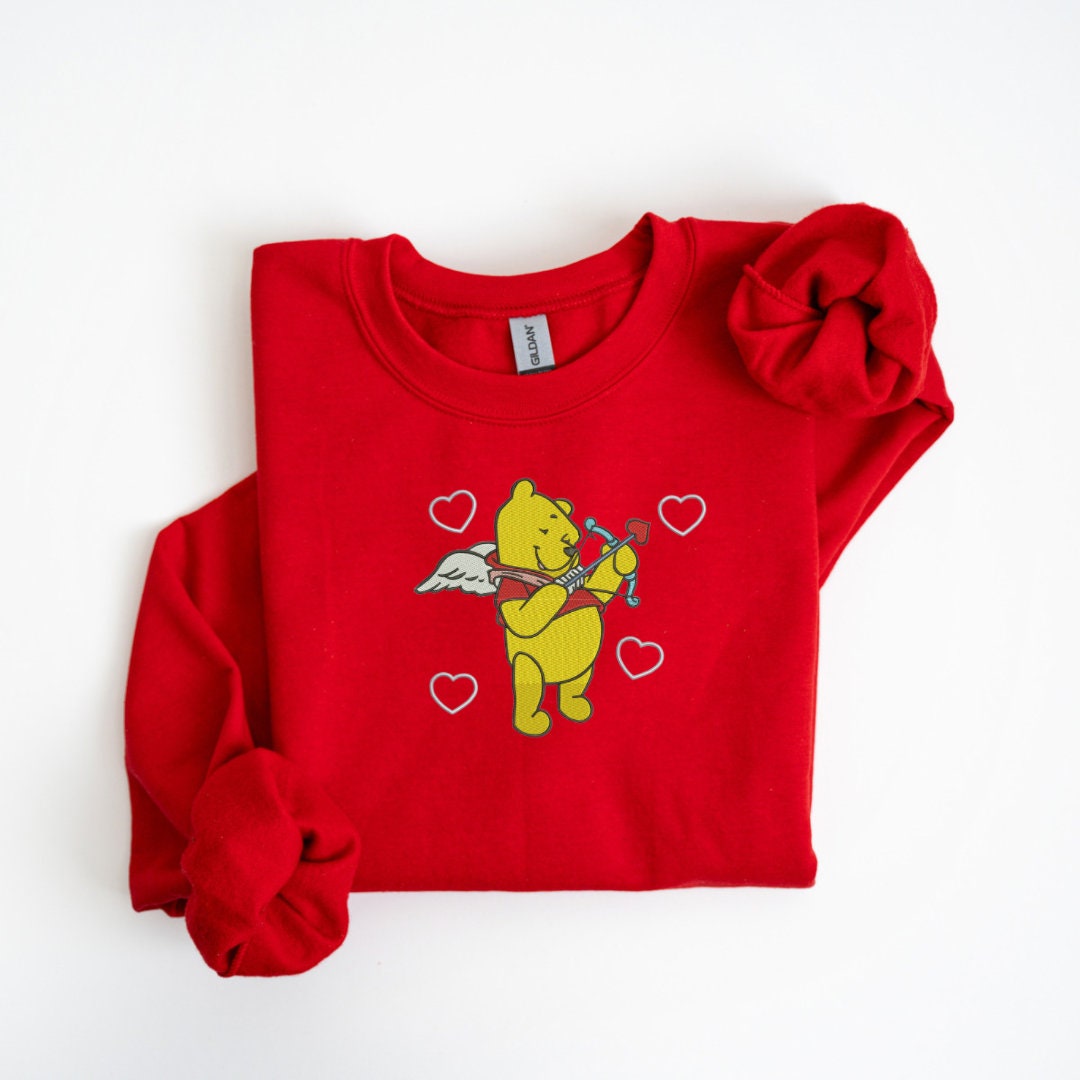 Cupid Bear Heart Arrow Embroidered Sweatshirt, Hoodie & T-Shirt