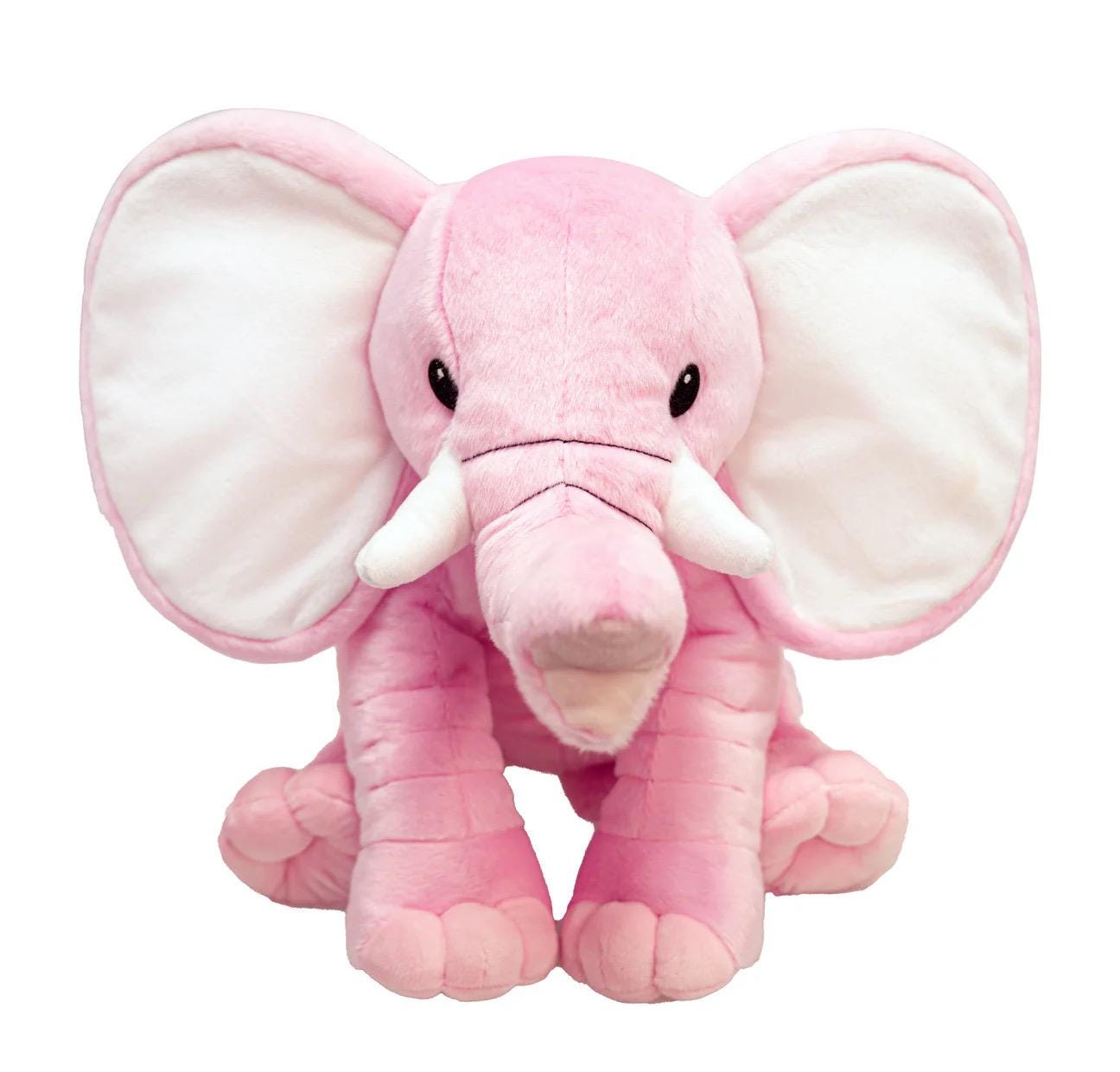 Personalized Elephant Plush with Embroidered Ears – Custom Baby Name Keepsake Gift (14” Elephant Ear Buddy)