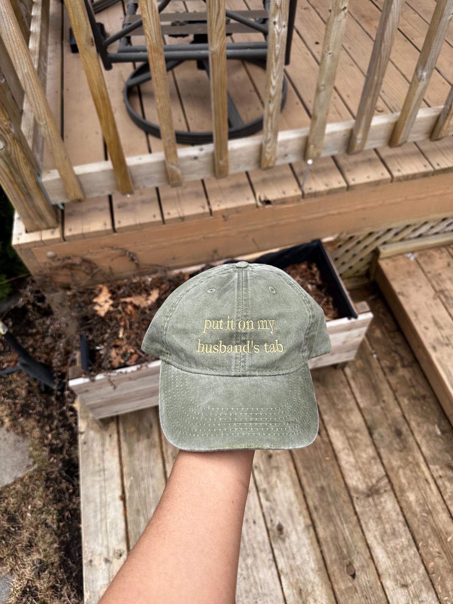 Put It on My Husbands Tab  Hat, Trendy Funny Women Baseball Hat, Popular Snapback Cap,Bachelorette Party Beach Bridal Shower Hat