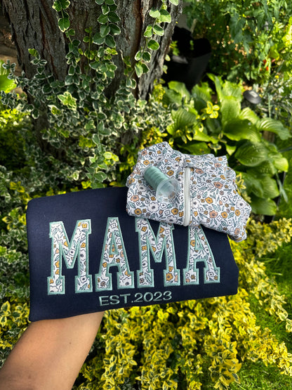 Custom Mama Portrait Sweatshirt – Personalized Embroidered Gift from Baby Onesie