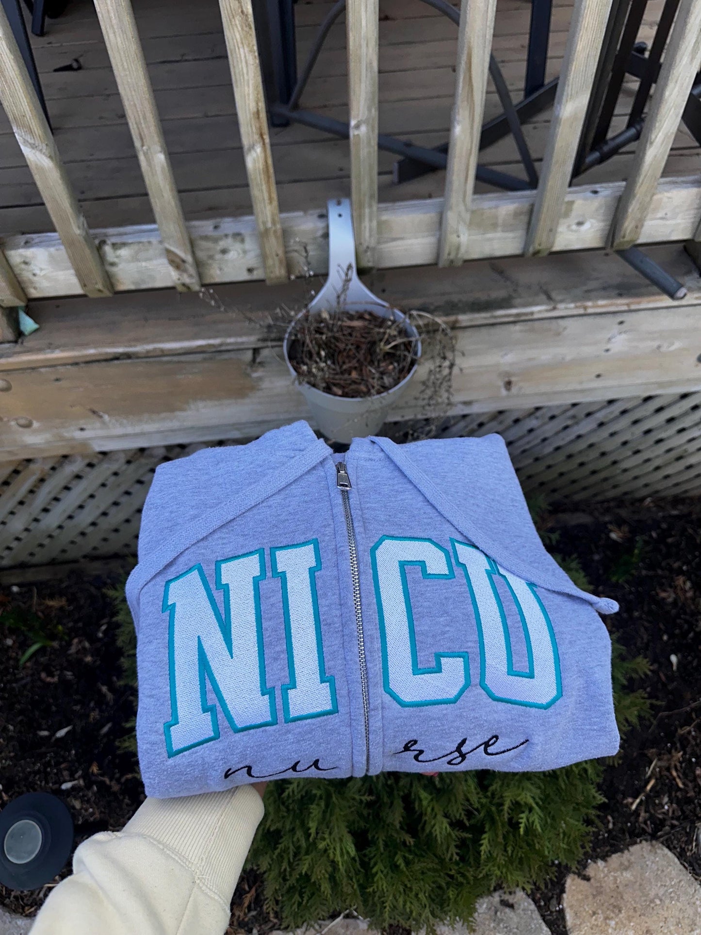 NICU Nurse Embroidered Zip-Up Hoodie – Personalized Nursing Sweatshirt