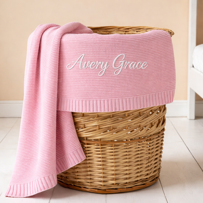 Personalized Baby Blanket – Custom Name Knitted Blanket, Newborn Gift, Baby Shower Gift, Soft Keepsake Blanket