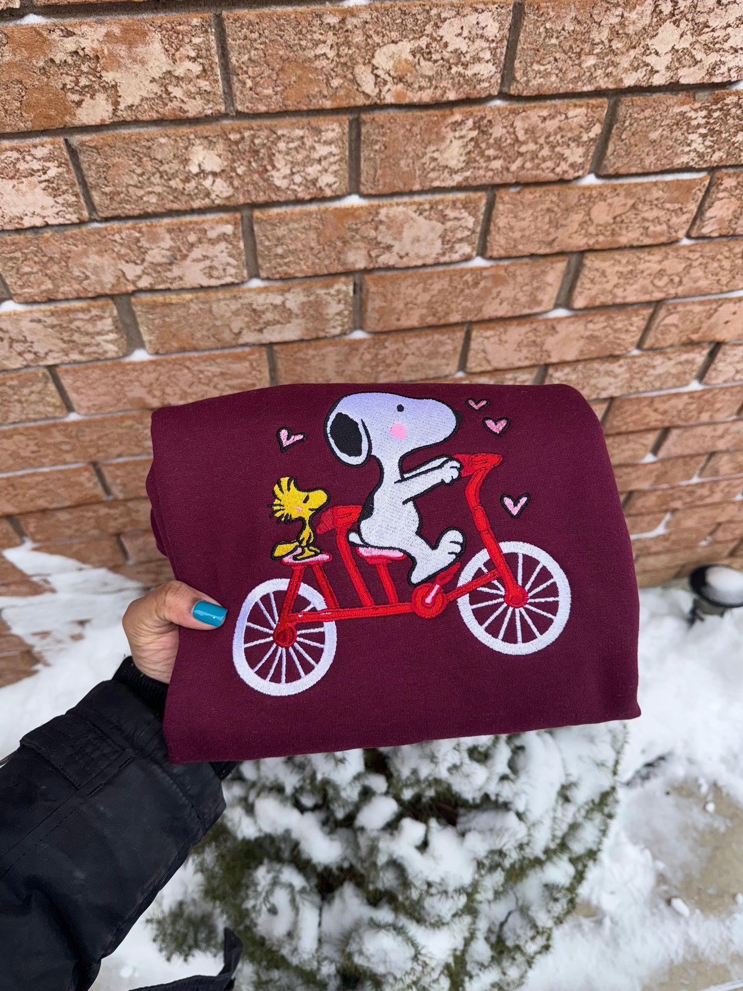 Valentine Bicycle Embroidered Sweatshirt, Hoodie & T-Shirt