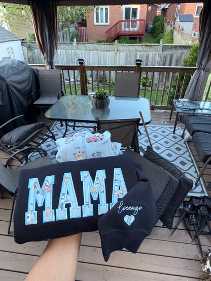 Custom Mama Sweatshirt  – Personalized Embroidered Gift from Baby Onesie