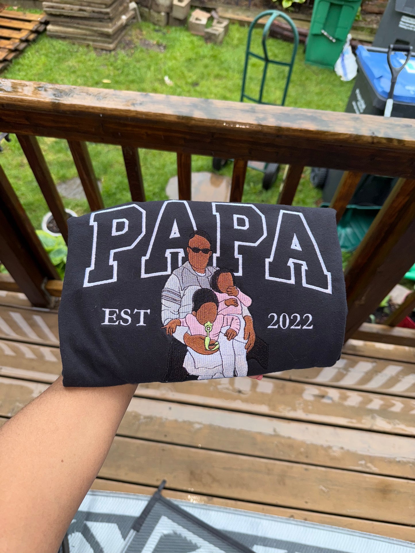 Custom Embroidered Papa EST. Shirt