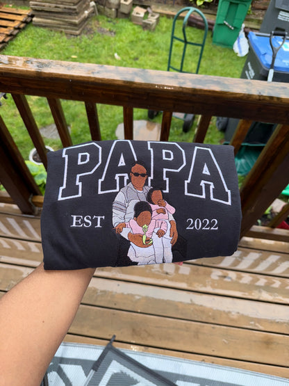 Custom Embroidered Papa EST. Shirt