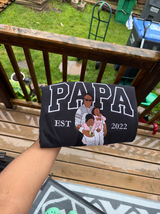 Custom Embroidered Papa EST. Shirt