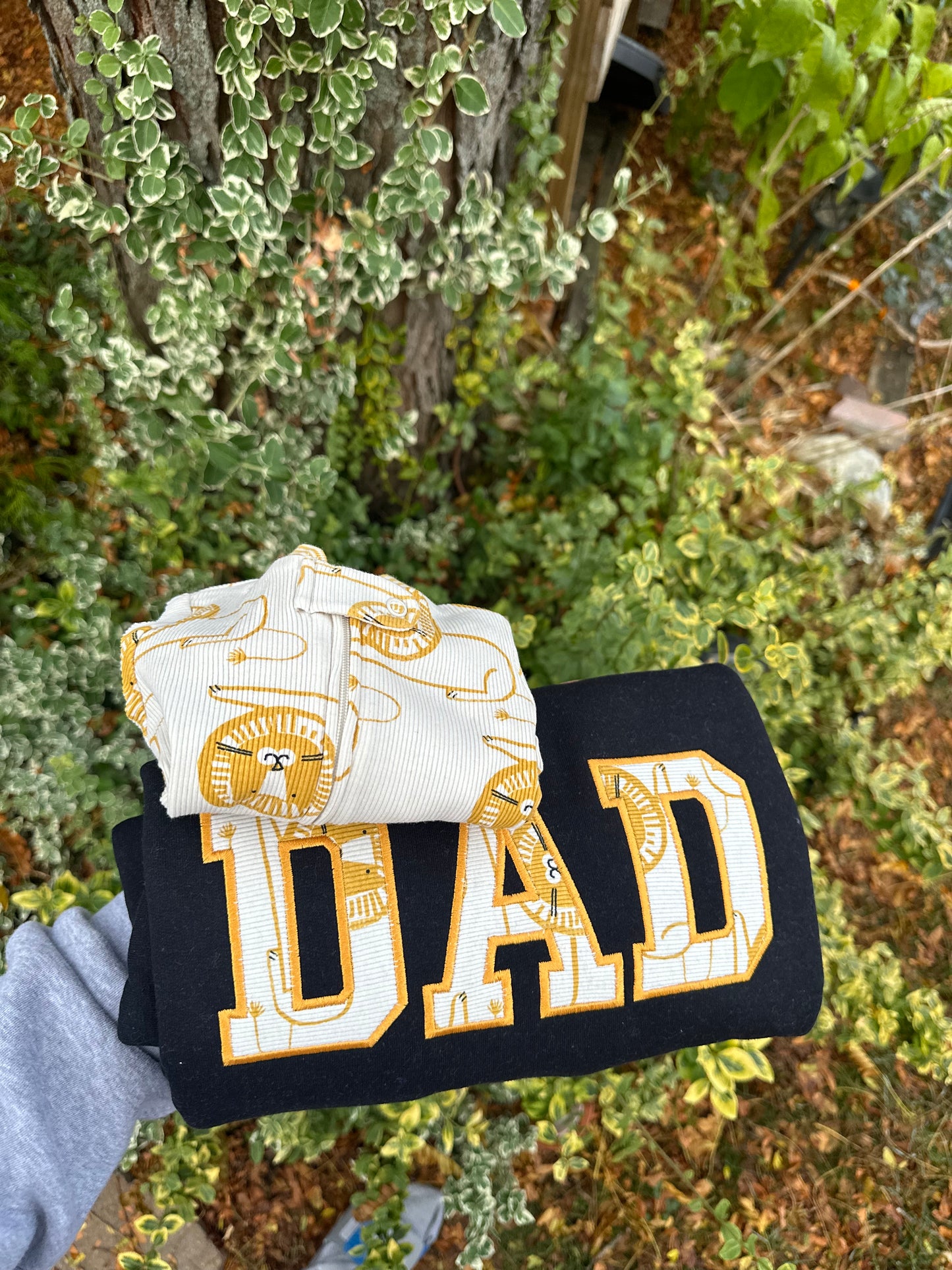 Custom Dad Sweatshirt from Baby Clothes | Personalized Appliqué Keepsake