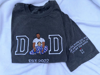 Custom Embroidered DAD Photo Portrait + Sleeve message,name, name or initial
