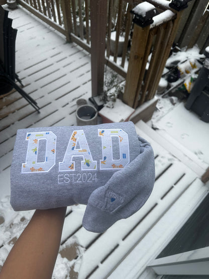 Custom Dad Sweatshirt from Baby Clothes | Personalized Appliqué Keepsake