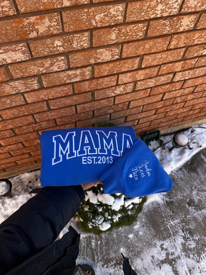 Custom Mama Sweatshirt with Kids Name – Personalized Embroidered Family