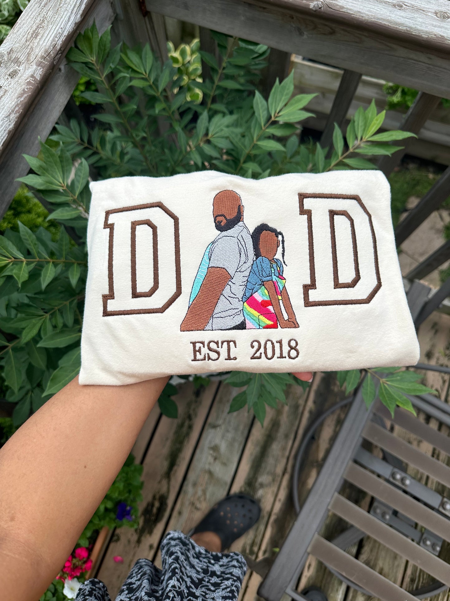 Custom Embroidered DAD Photo Portrait + Sleeve message,name, name or initial