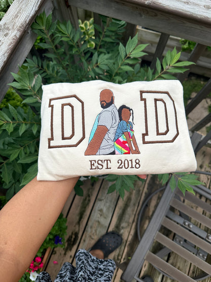 Custom Embroidered DAD Photo Portrait + Sleeve message,name, name or initial