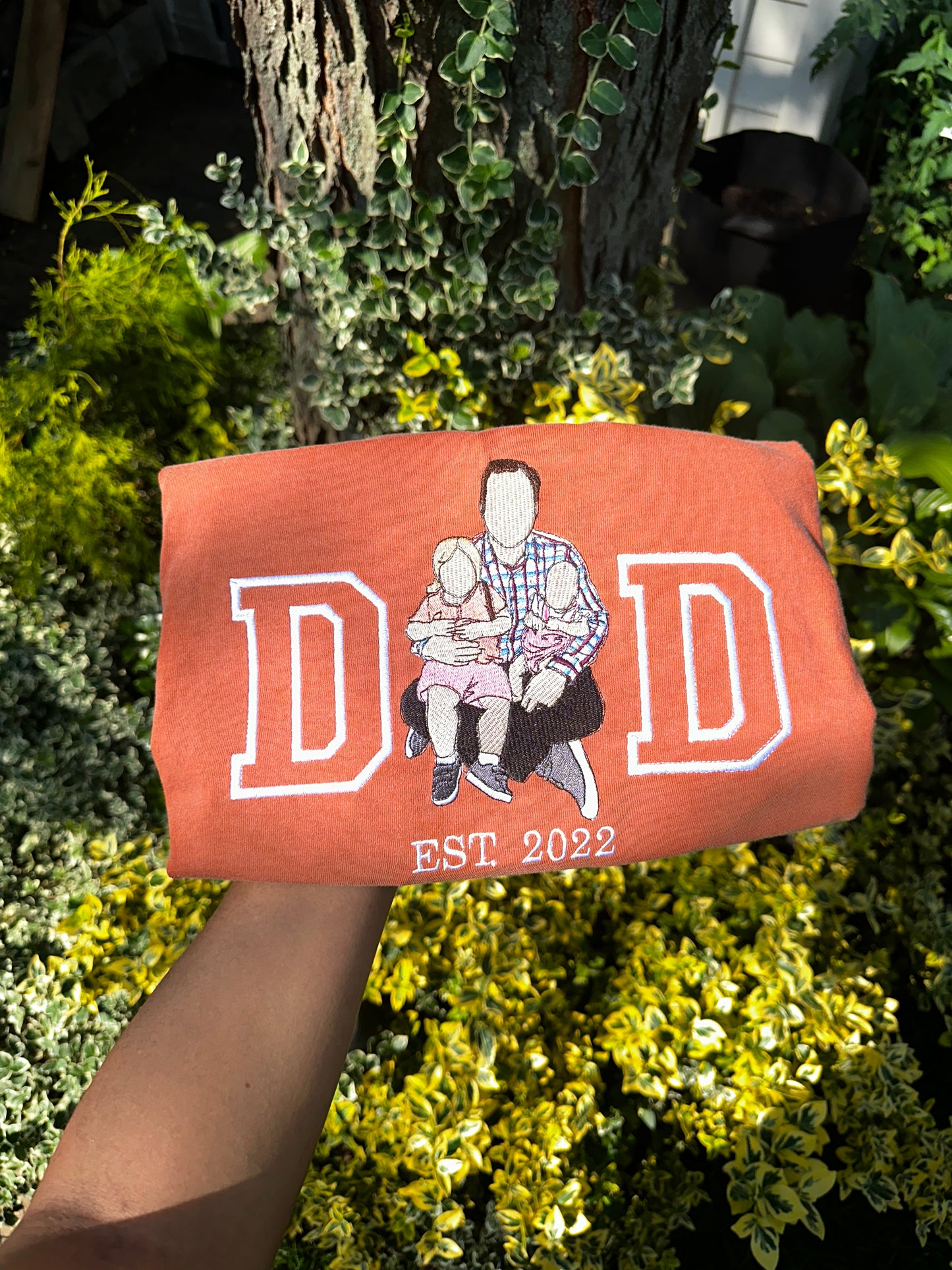 Custom Embroidered DAD Photo Portrait + Sleeve message,name, name or initial