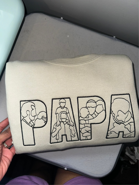 Custom PAPA Embroidered Sweatshirt with Photo Outline