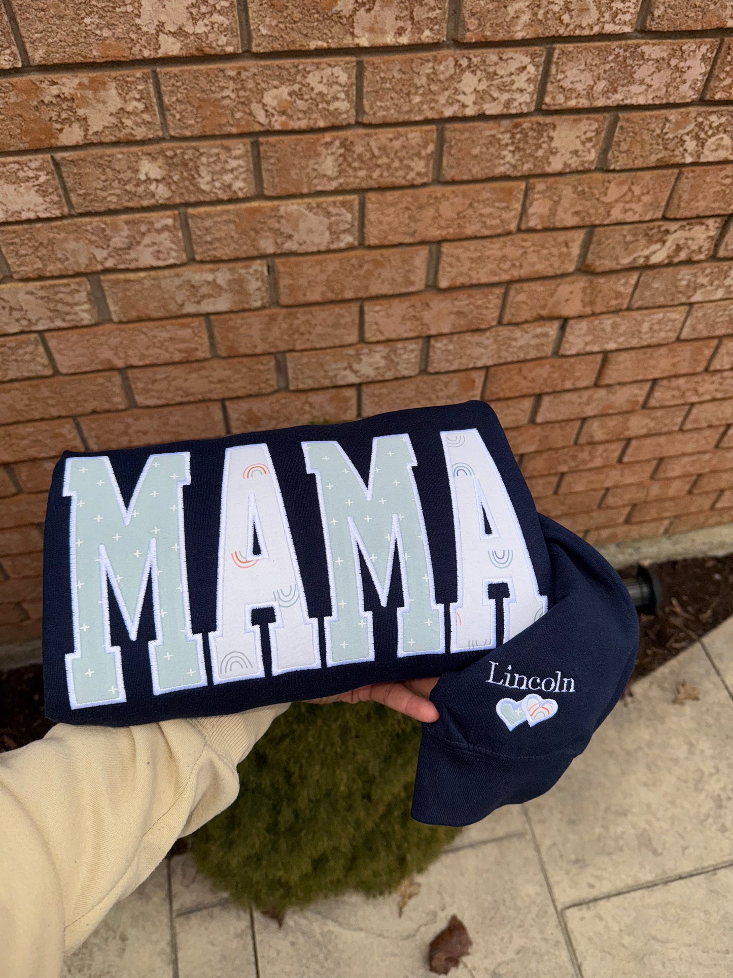 Custom Mama Sweatshirt  – Personalized Embroidered Gift from Baby Onesie