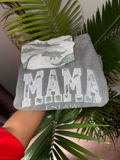 Custom Mama Portrait Sweatshirt With Dotted lines – Personalized Embroidered Gift from Baby Onesie