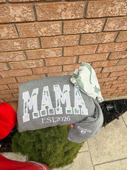 Custom Mama Portrait Sweatshirt With Dotted lines – Personalized Embroidered Gift from Baby Onesie