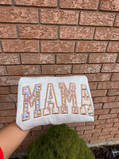 Custom Mama Curved Sweatshirt– Personalized Embroidered Gift from Baby Onesie
