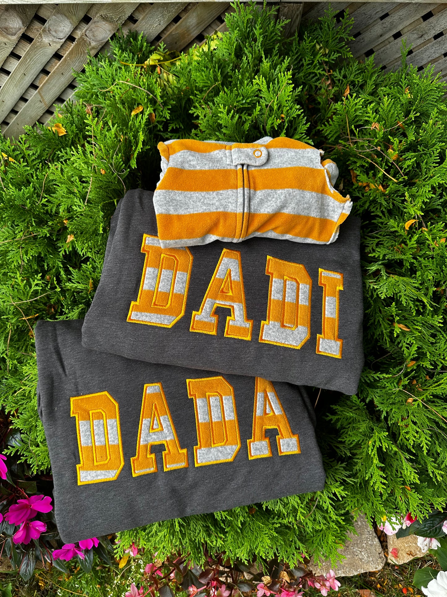 Custom Dada/Dadi Sweatshirt from Baby Clothes | Personalized Appliqué Keepsake