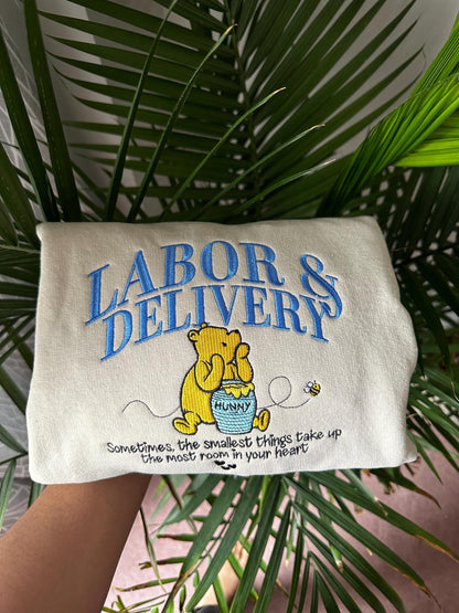 Labor & Delivery Embroidered Crewneck – Baby Bear