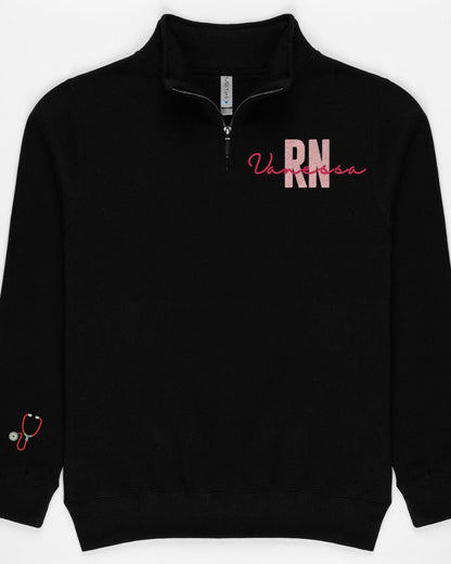 Custom RN Quarter Zip – Personalized Nurse Embroidered Pullover