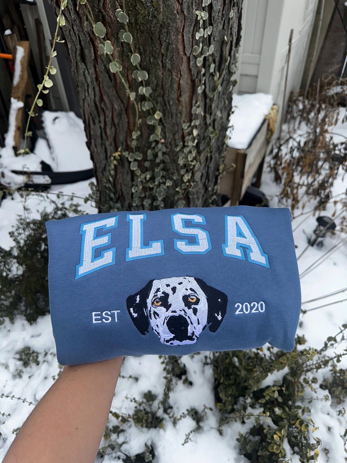 Varsity Custom Embroidered Dog Sweatshirt ,Custom Dog Sweater | Embroider Sweater,Varsity Style, College Sweater, Gift for Dog Lover