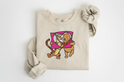 Best Friends Bear & Tiger Heart Embroidered Sweatshirt | Valentine Gift